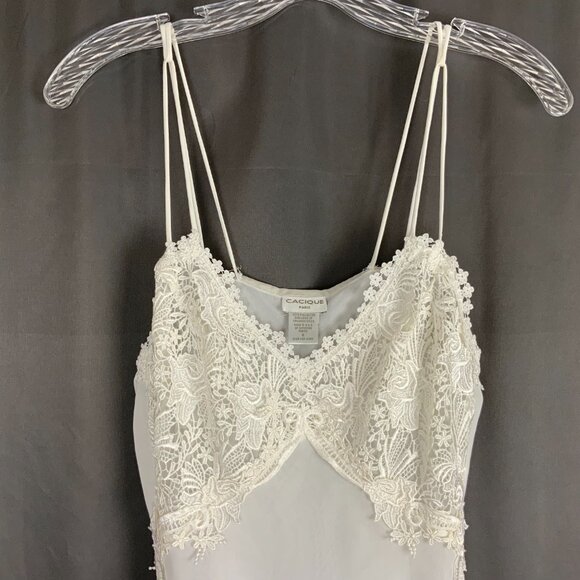 Vintage Cacique Paris White Lace babydoll Slip Dress Chemise Sz S - Picture 8 of 16